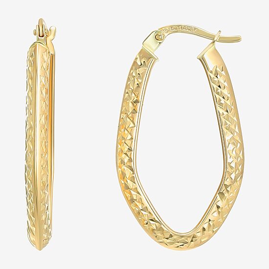 Womens 14K Gold 31mm Oval Hoop Earrings