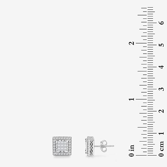 TruMiracle® 1/2 CT.T.W. Natural Princess Natural Diamond 10K Gold Stud Earrings