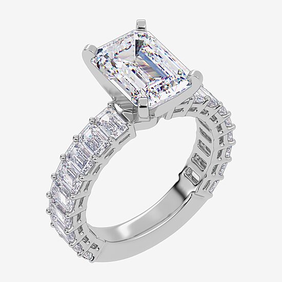 (G / Vs2-Si1) Womens 4 7/8 Ct. T.W. Lab Grown White Diamond 14K Gold Side Stone Engagement Ring