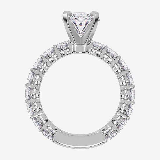 Signature By Modern Bride (G / Vs2-Si1) Womens 5 CT. T.W. Lab Grown White Diamond 14K Gold Oval Side Stone Engagement Ring