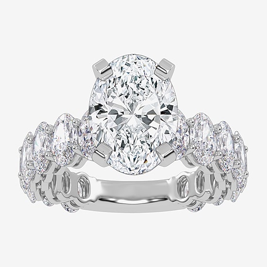 Signature By Modern Bride (G / Vs2-Si1) Womens 5 CT. T.W. Lab Grown White Diamond 14K Gold Oval Side Stone Engagement Ring