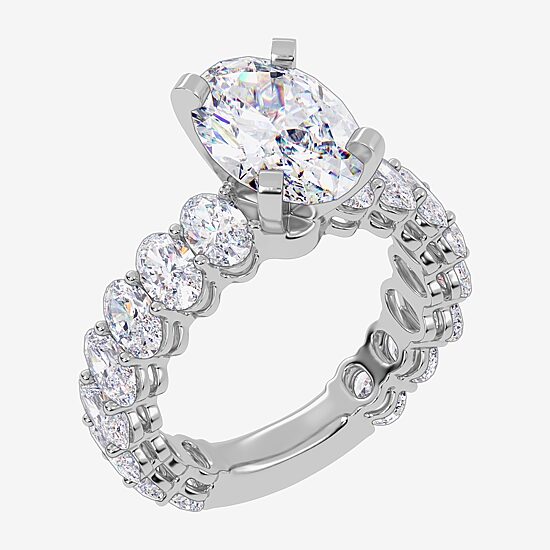Signature By Modern Bride (G / Vs2-Si1) Womens 5 CT. T.W. Lab Grown White Diamond 14K Gold Oval Side Stone Engagement Ring