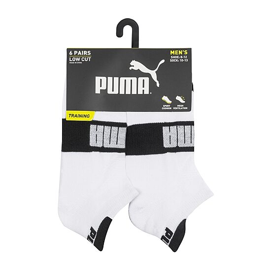 PUMA Ultimate Training Heel Tab Mens Breathable Multi-Pack 6 Pair Low Cut Socks