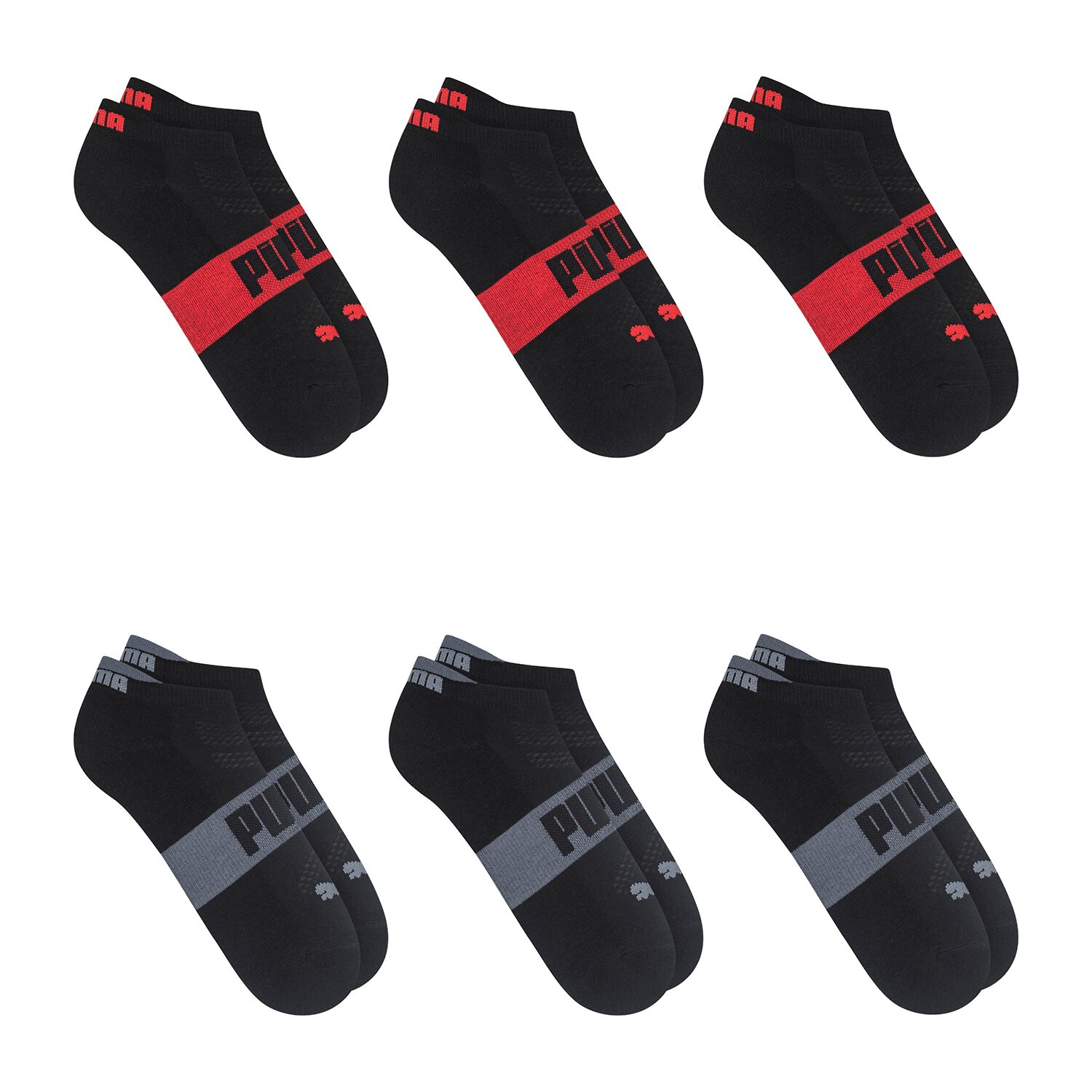 PUMA Ultimate Training Heel Tab Mens Breathable Multi-Pack 6 Pair Low Cut Socks