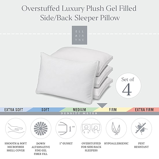 Ella Jayne Gussetted Medium/Firm Plush Down Alternative Side/Back Sleeper Pillow Set of 4