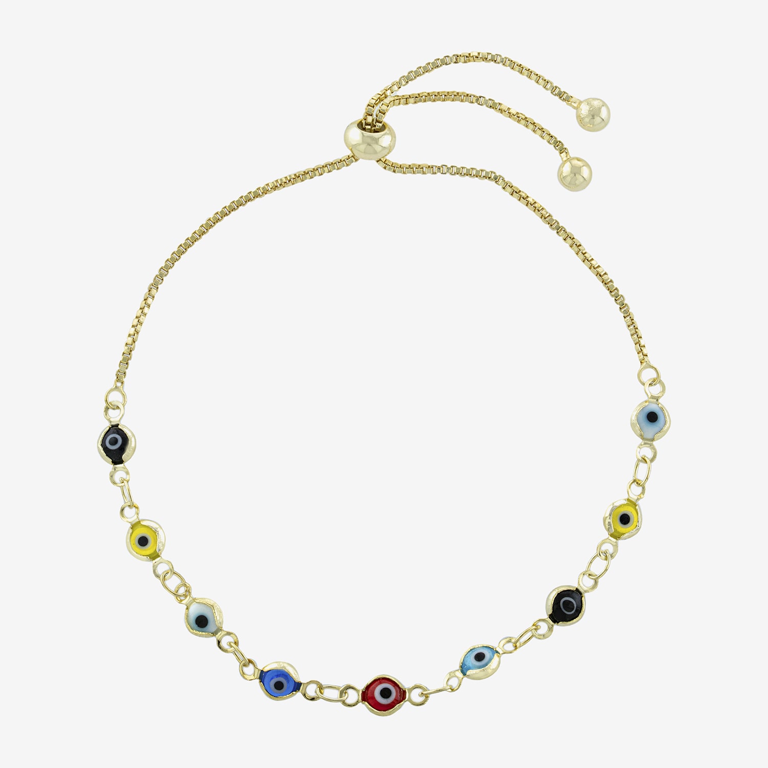 Silver Reflections Guardian Eye Womens Multi Color Evil Eye Round Bolo Bracelet