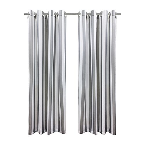 Outdoor Decor By Commonwealth Outdoor Decor Seascapes Stripe Grommet Top Light-filtering Set Of 2 Outdoor Curtain Panel In Gray