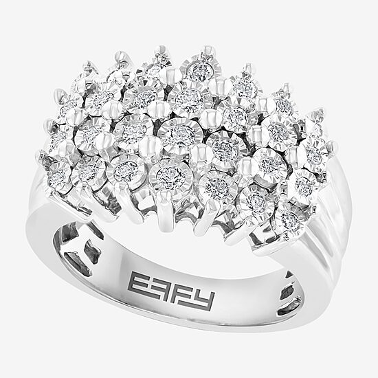 Effy Final Call Womens 3.5MM 1/2 CT. T.W. Natural Diamond Sterling Silver Cluster Band