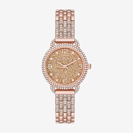Rose Gold and White Women\'s Bracelet Watch with Crystal Accent Crystal Essence Small Two Tone Ladies main image 4