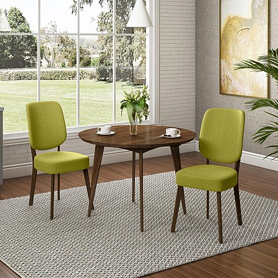 Breuer Mid-Century Modern Armless Dining Chairs in Linen -Set of 2