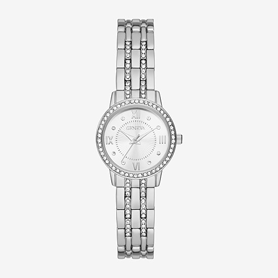 Geneva Womens Crystal Accent Silver Tone Bracelet Watch Fmdjm270
