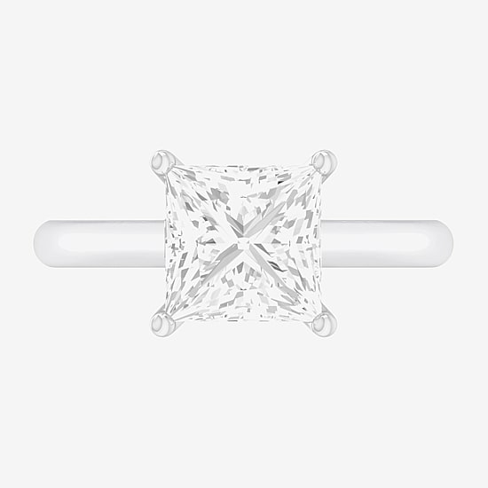 Solitaire Ring (G-H / Si1-Si2) Womens 2 CT. T.W. Lab Grown White Diamond 14K Gold Princess Solitaire Engagement Ring