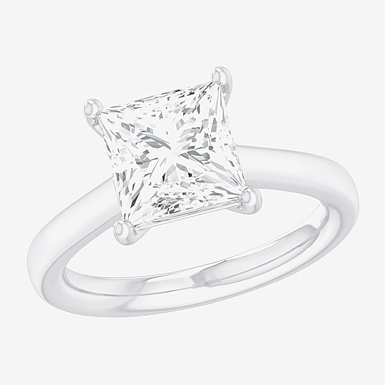 Solitaire Ring (G-H / Si1-Si2) Womens 2 CT. T.W. Lab Grown White Diamond 14K Gold Princess Solitaire Engagement Ring