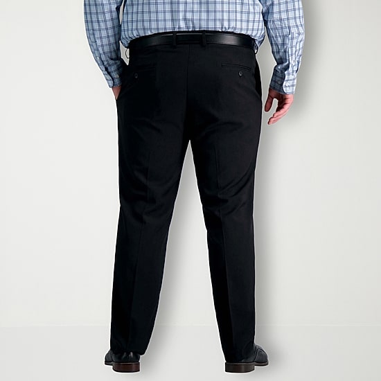 Haggar Premium Comfort Mens Comfort Waistband Straight Fit Big and Tall Dress Flat Front Pant