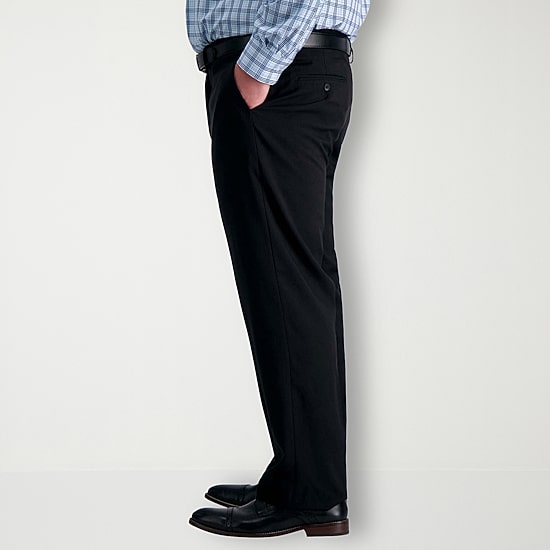 Haggar Premium Comfort Mens Comfort Waistband Straight Fit Big and Tall Dress Flat Front Pant