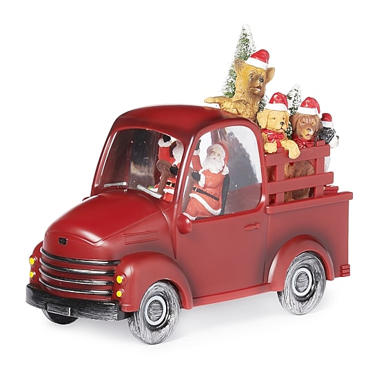 Roman 7.75" Lighted Truck With Dogs Lighted Christmas Tabletop Decor