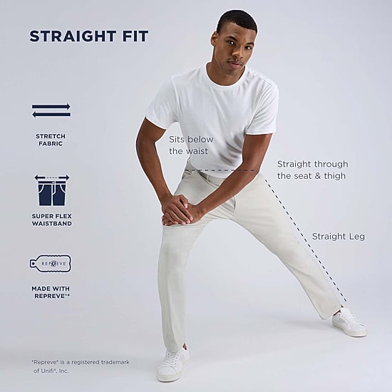 Haggar Life Khaki Flex Mens Comfort Waistband Straight Fit Flat Front Pant