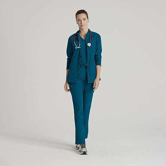 Barco One Bow894 Venture 4-Pocket Banded Collar Warm-Up Womens Plus Wrinkle Resistant Scrub Jackets