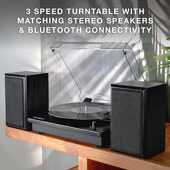 Victrola Montauk Bluetooth Record Player With 3 Speed And Bookshelf Turntable