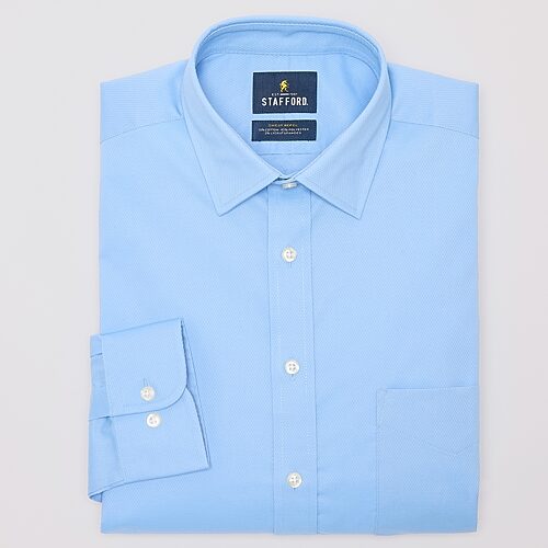 Stafford Sweat Repel Advanced Performance Mens Slim Fit Stretch Fabric Wrinkle Free Long Sleeve Dress Shirt In Blue