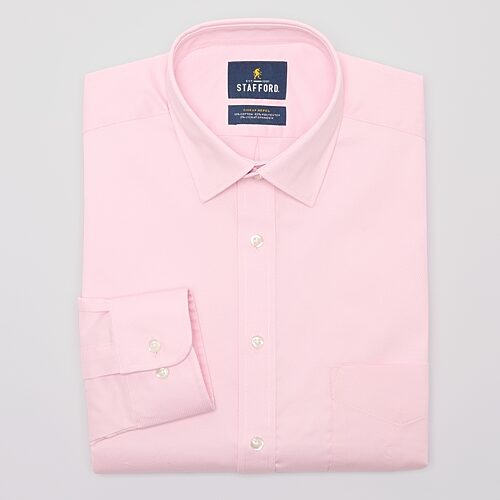 Stafford Sweat Repel Advanced Performance Mens Slim Fit Stretch Fabric Wrinkle Free Long Sleeve Dress Shirt In Pink