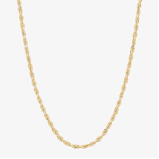 Womens 10K Gold 20 Inch Rope Chain Necklace