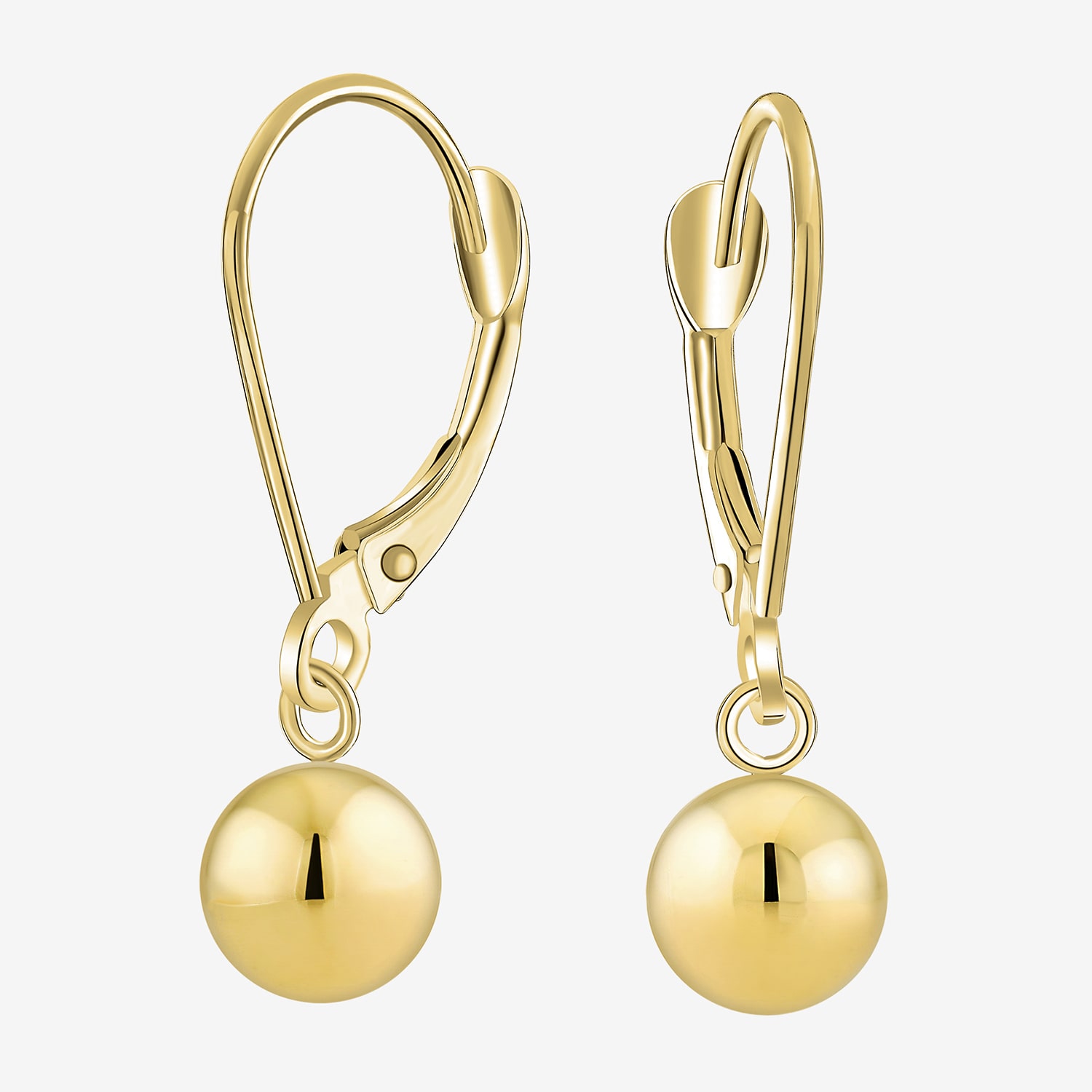 Womens 18K Gold Ball Drop Earrings