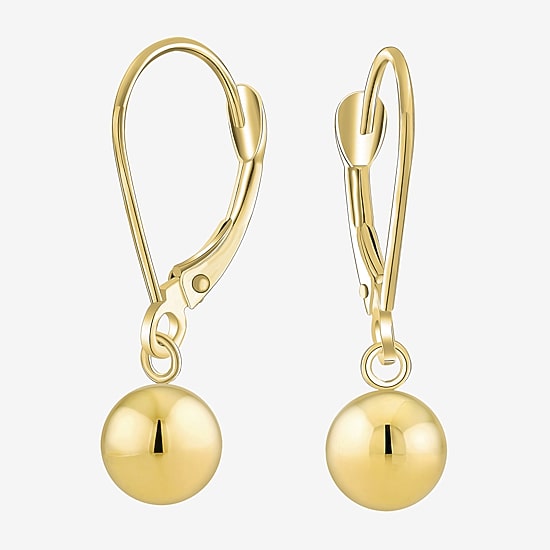 Womens 18K Gold Ball Drop Earrings
