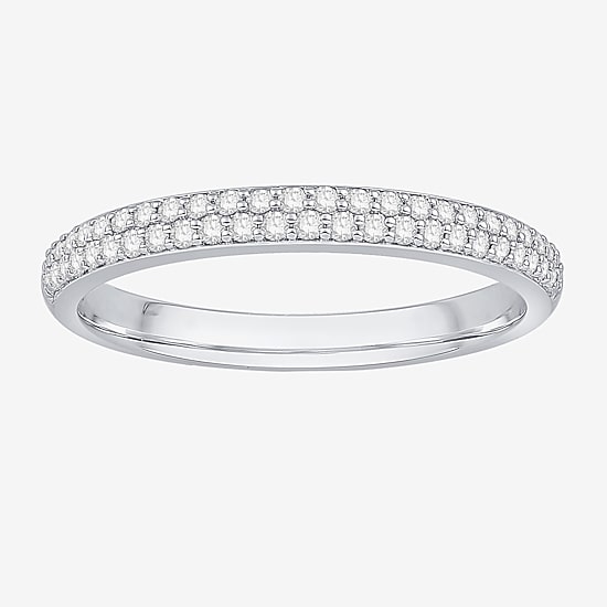 Micro Pave Womens 2MM 1/4 CT. T.W. Natural White Diamond 10K Gold Anniversary Wedding Band