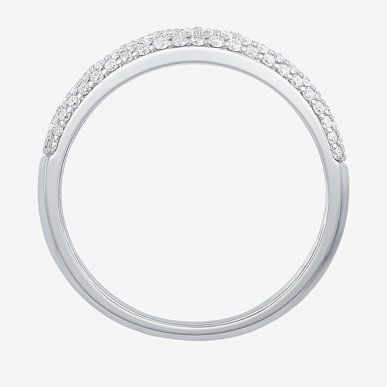 Micro Pave Womens 4MM 1/2 CT. T.W. Natural White Diamond 10K Gold Anniversary Wedding Band
