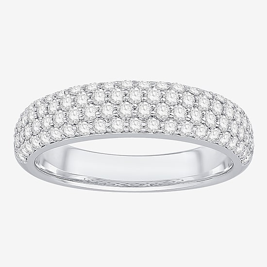 Micro Pave Womens 4MM 1 CT. T.W. Natural White Diamond 10K Gold Anniversary Wedding Band