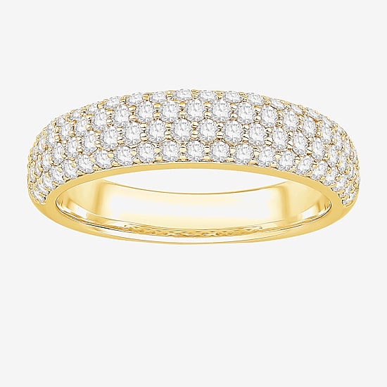 Micro Pave Womens 4MM 1 CT. T.W. Natural White Diamond 10K Gold Anniversary Wedding Band