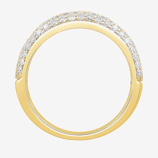 Micro Pave Womens 4MM 1 CT. T.W. Natural White Diamond 10K Gold Anniversary Wedding Band