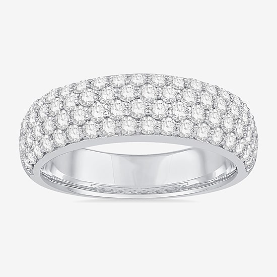 Micro Pave Womens 5.5MM 1 1/2 CT. T.W. Natural White Diamond 10K Gold Anniversary Wedding Band