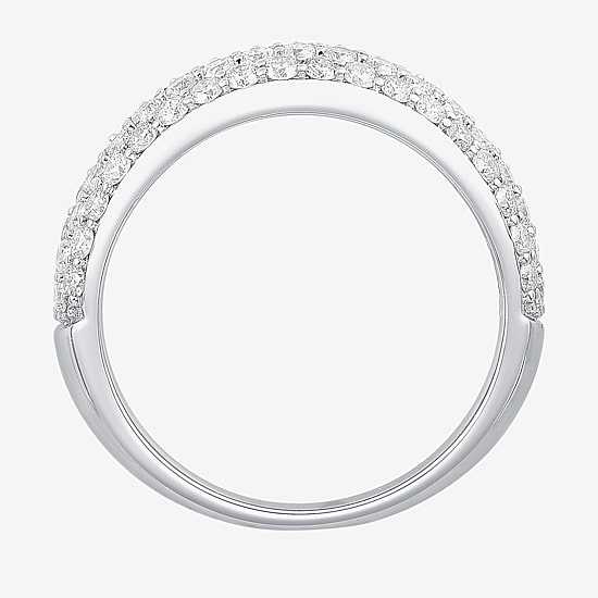 Micro Pave Womens 5.5MM 1 1/2 CT. T.W. Natural White Diamond 10K Gold Anniversary Wedding Band