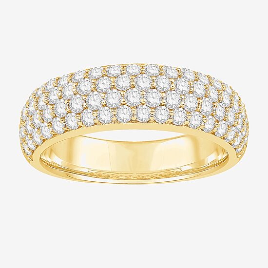 Micro Pave Womens 5.5MM 1 1/2 CT. T.W. Natural White Diamond 10K Gold Anniversary Wedding Band