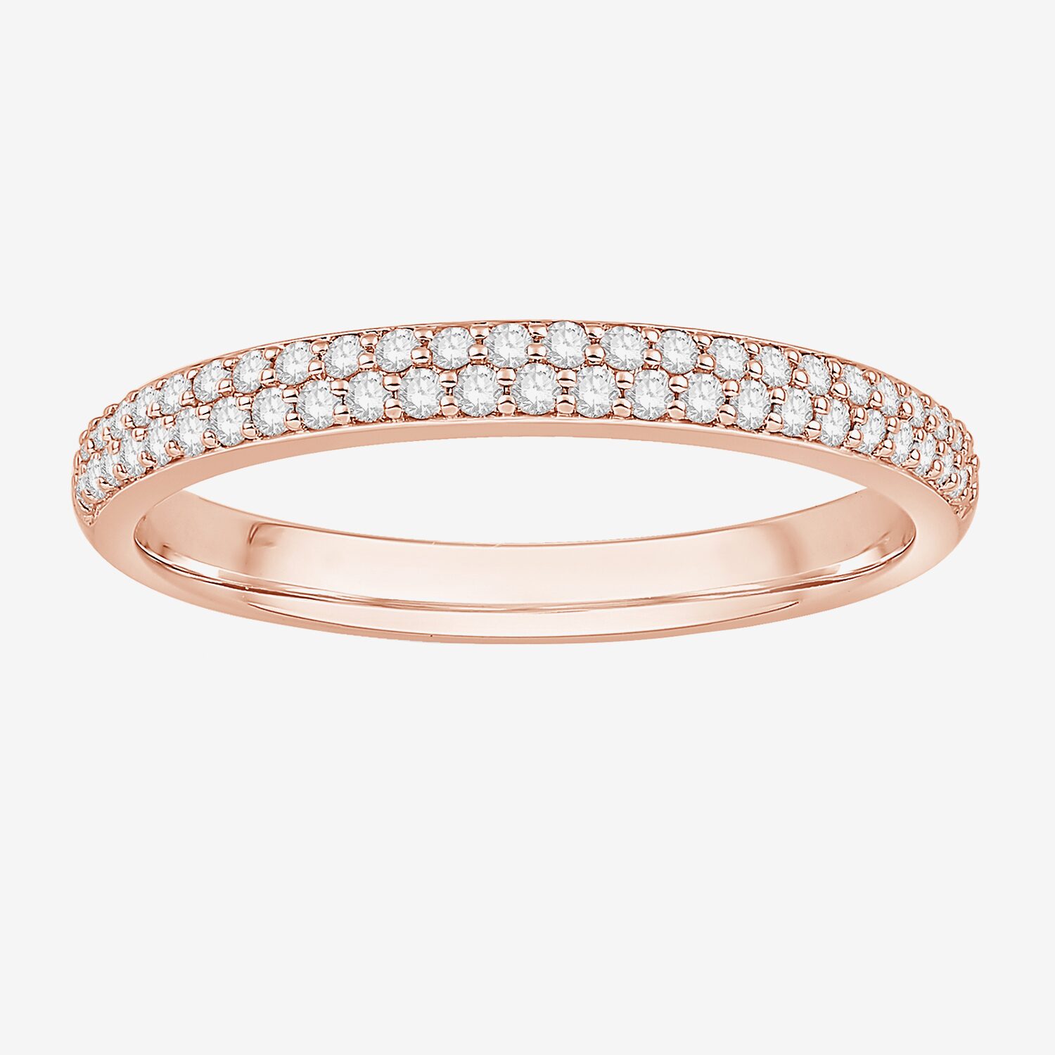 Micro Pave Womens 2MM 1/4 CT. T.W. Natural White Diamond 10K Gold Anniversary Wedding Band