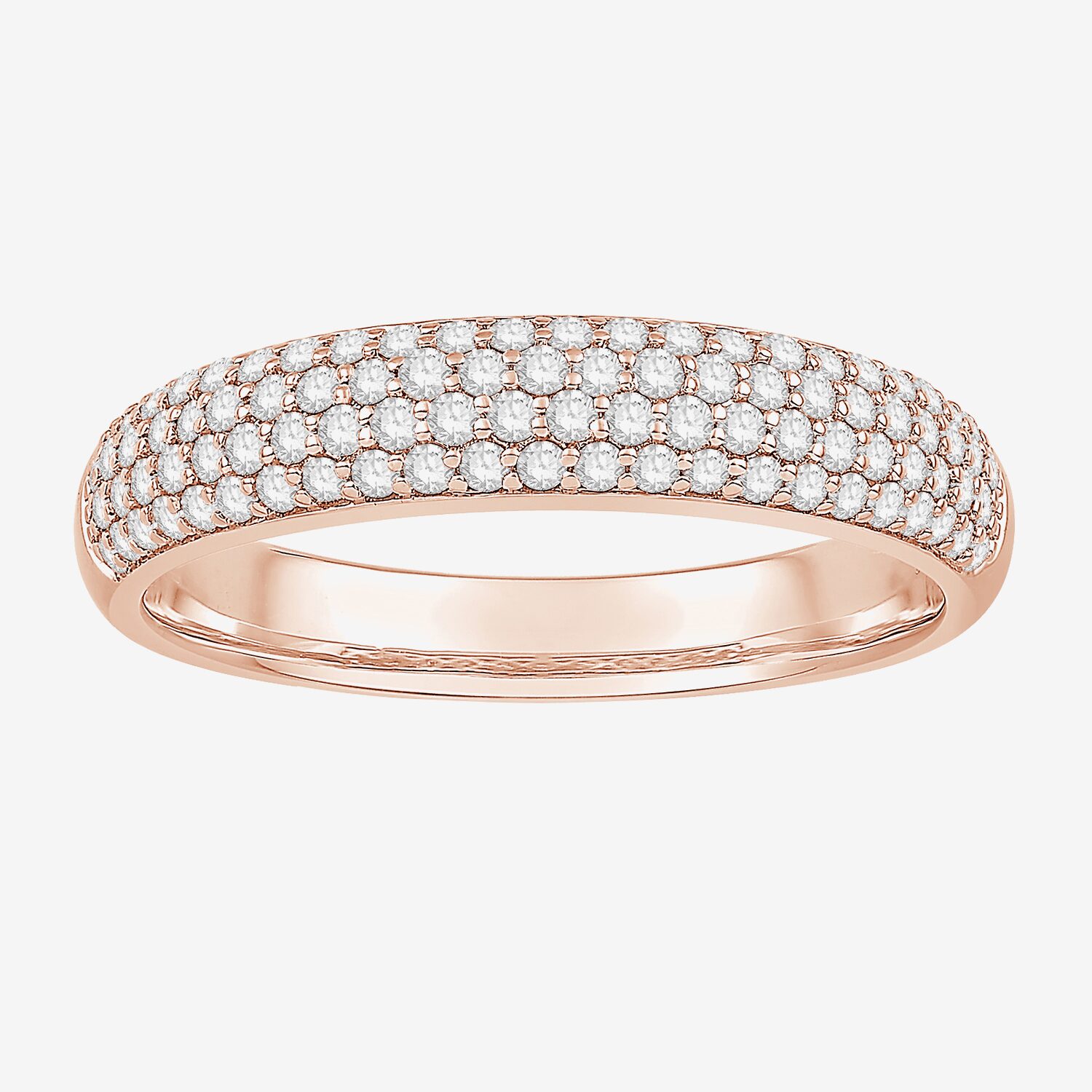 Micro Pave Womens 4MM 1/ CT. T.W. Natural White Diamond 10K Gold Anniversary Wedding Band