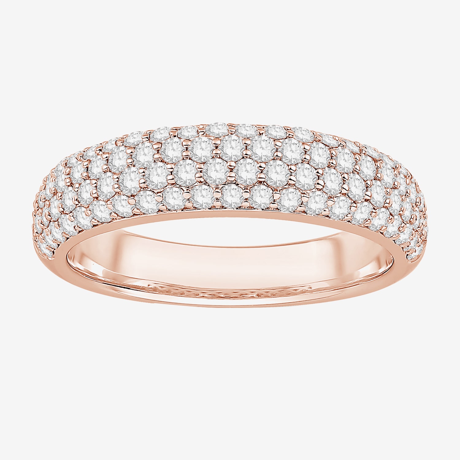 Micro Pave Womens 4MM 1 CT. T.W. Natural White Diamond 10K Gold Anniversary Wedding Band