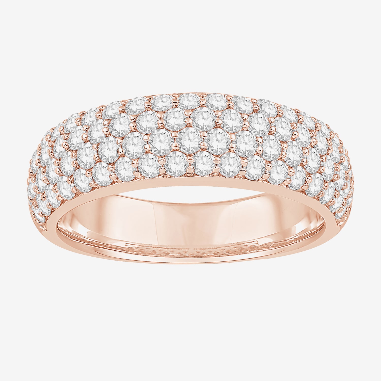 Micro Pave Womens 5.5MM 1 1/2 CT. T.W. Natural White Diamond 10K Gold Anniversary Wedding Band