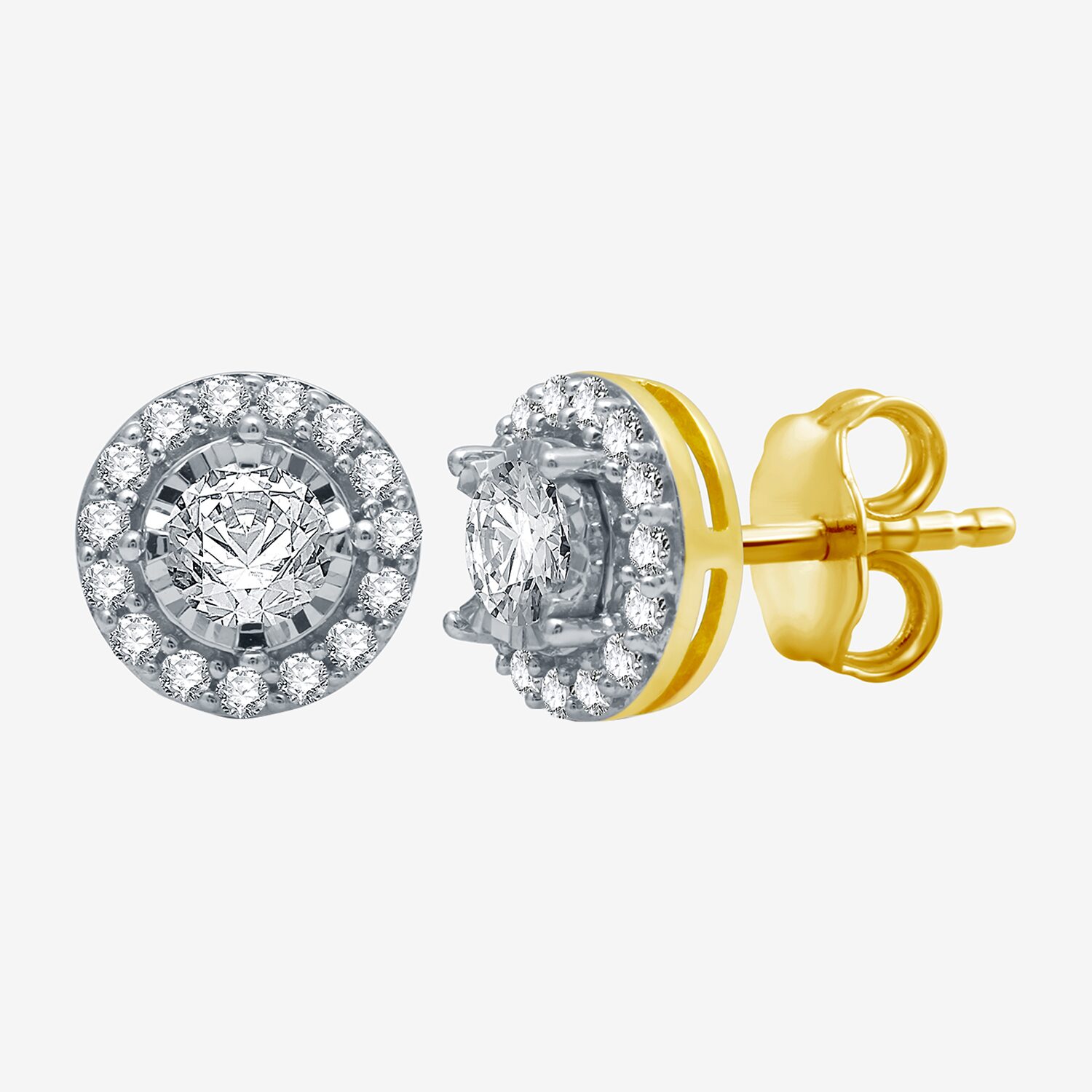 5/8 CT. T.W. Natural White Diamond 10K Gold 8mm Round Stud Earrings