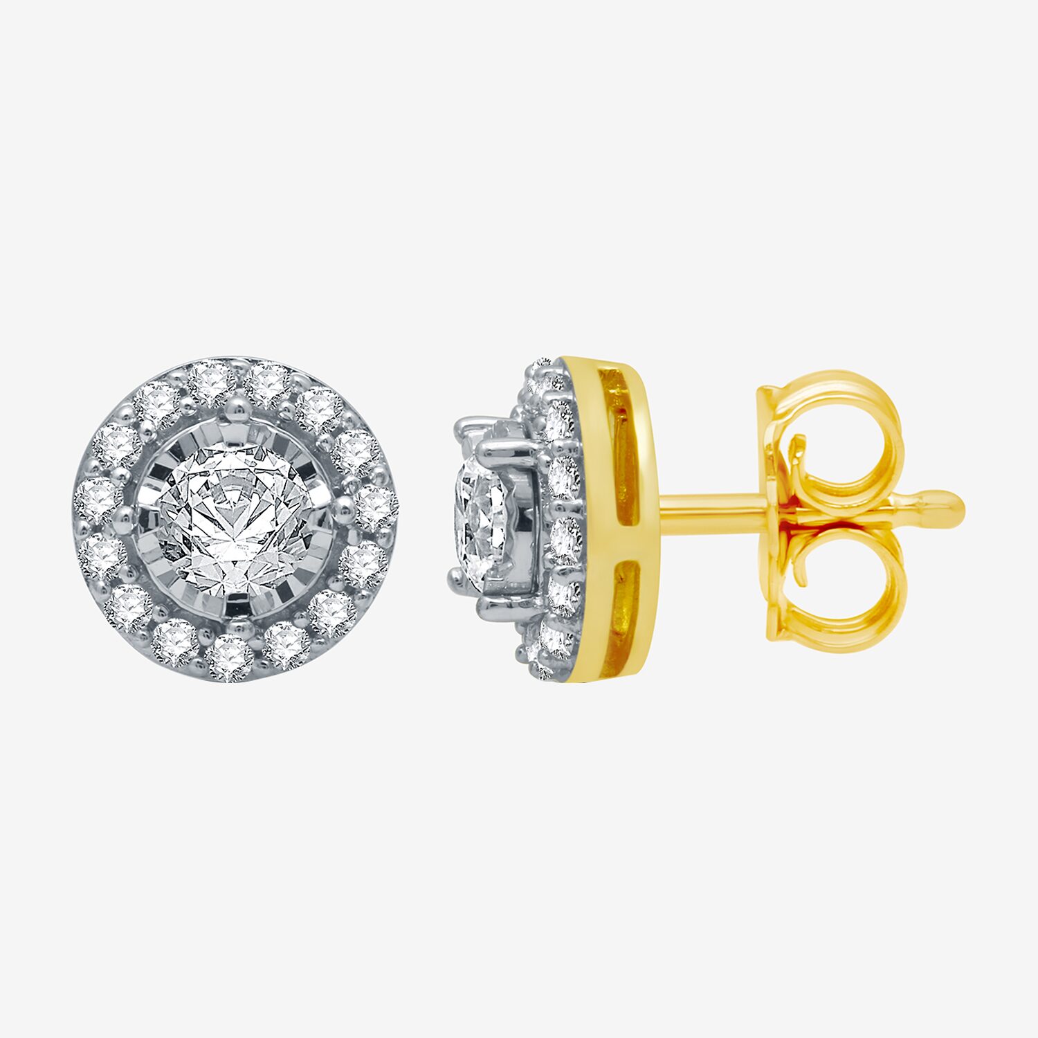 5/8 CT. T.W. Natural White Diamond 10K Gold 8mm Round Stud Earrings