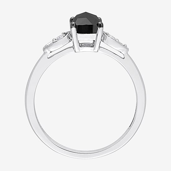 Womens 1 CT. T.W. Natural Black Diamond 14K Gold Cushion Engagement Ring
