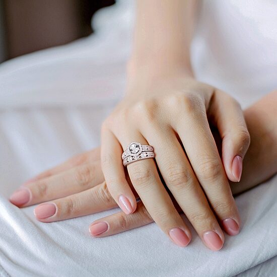 Womens 1/4 CT. T.W. Natural White Diamond Sterling Silver Halo Bridal Set