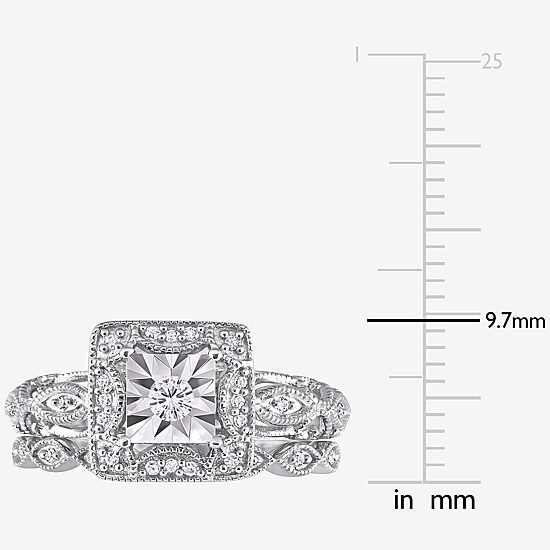 Womens 1/5 CT. Natural White Diamond Sterling Silver Bridal Set