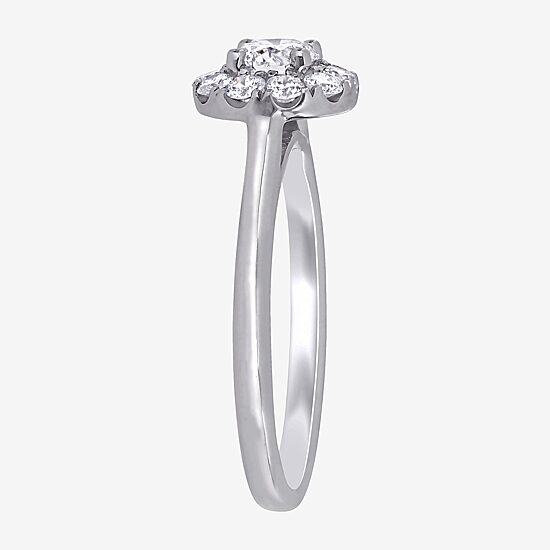 (D-E / Vs1) Womens 3/4 CT. T.W. Lab Grown White Diamond 14K Gold Round Halo Engagement Ring