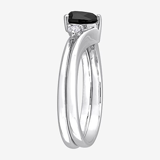 Midnight Black Womens 5/8 CT. T.W. Natural Black Diamond 10K Gold Pear 3-Stone Bridal Set