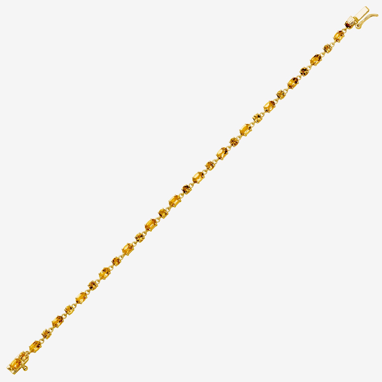 Womens Genuine Yellow Citrine 14K Gold Over Silver 7.25 Inch Tennis Bracelet
