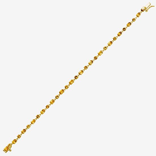 Womens Genuine Yellow Citrine 14K Gold Over Silver 7.25 Inch Tennis Bracelet