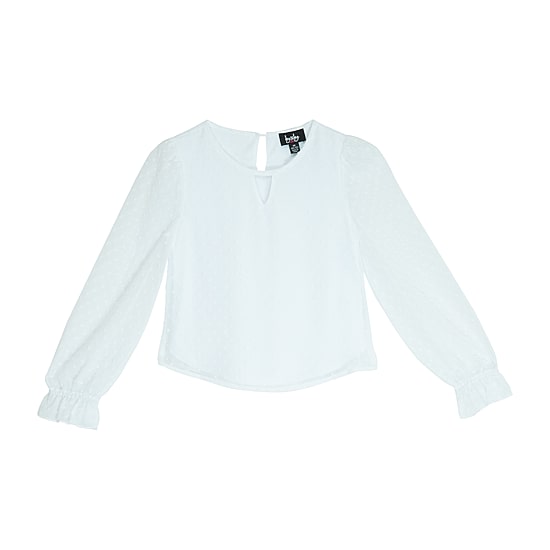 Byer California Little & Big Kid Girls Keyhole Neck Long Sleeve Blouse